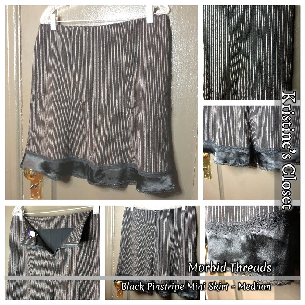 Morbid Threads Black Pinstripe Mini Skirt - Medium